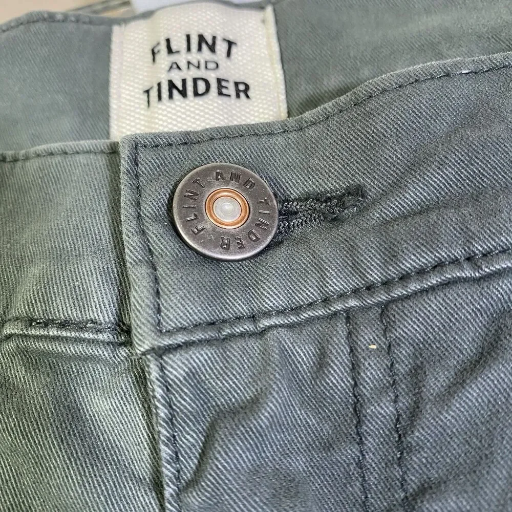 Flint and Tinder Chino Pants Straight Fit Green Casual Men's 36x34 Cotton